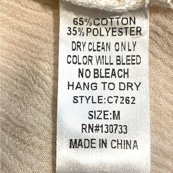 Umgee Eggshell White Long Sleeve Midi Dress with Navy Embellishments Size Medium - Picture 10 of 10